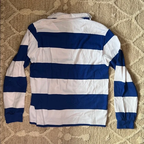 NWT- Charles River Apparel Men's Long Sleeve Shirt - Navy and White Stripes - Picture 2 of 5